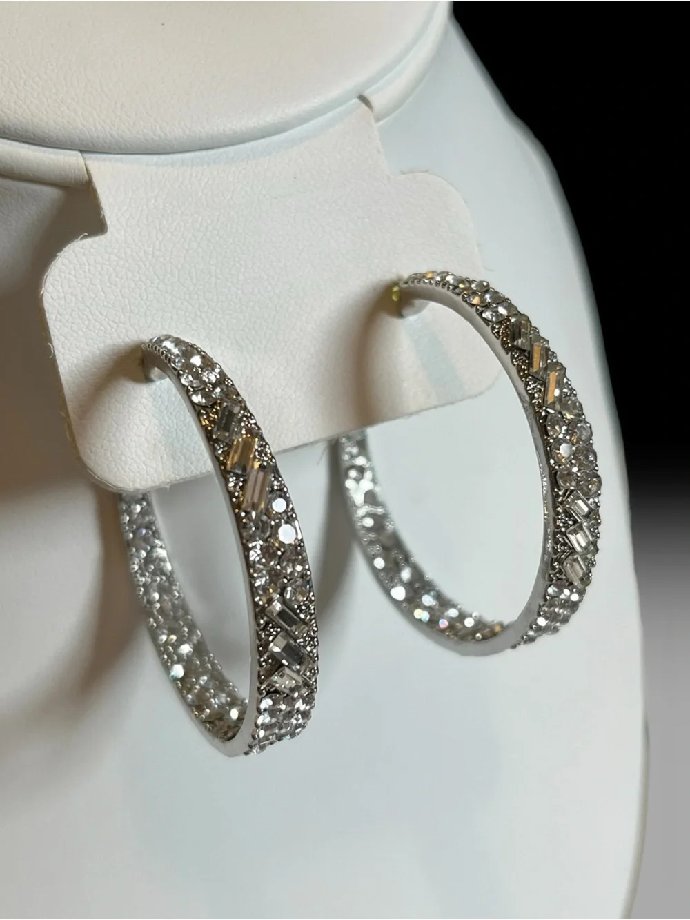 🍭5 for $20🍭 Silver Tone Crystal Hoop Stud Earrings CC X